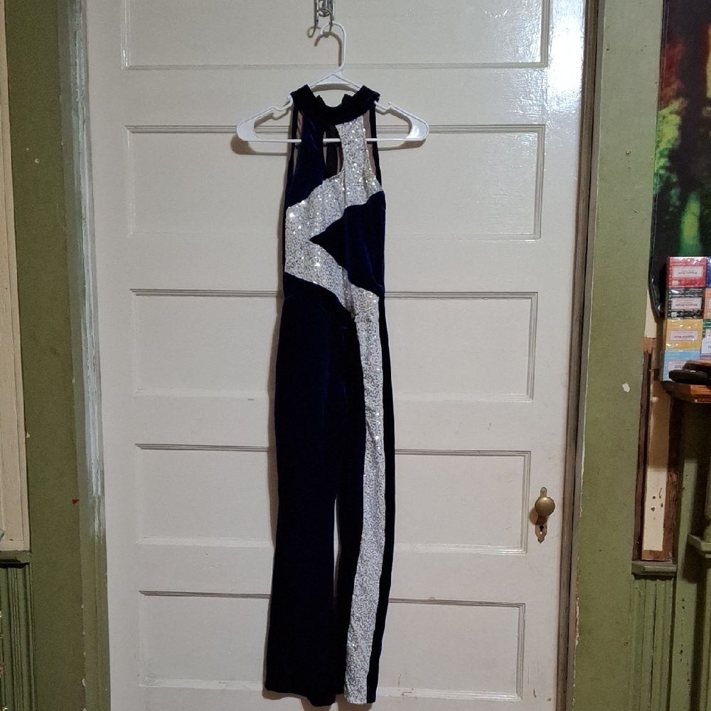 Elegant Blue and Silver Jumpsuit